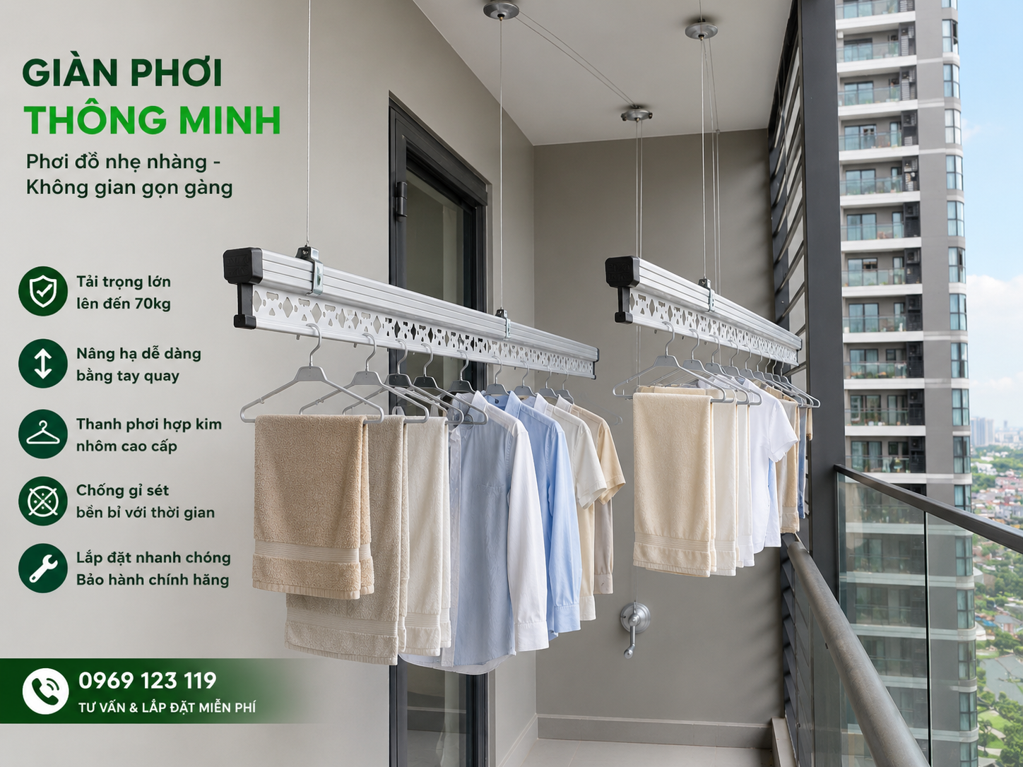 công trình lắp đặt giàn phơi thông minh