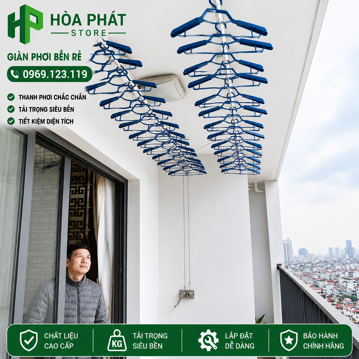 lắp đặt giàn phoi hoa phát