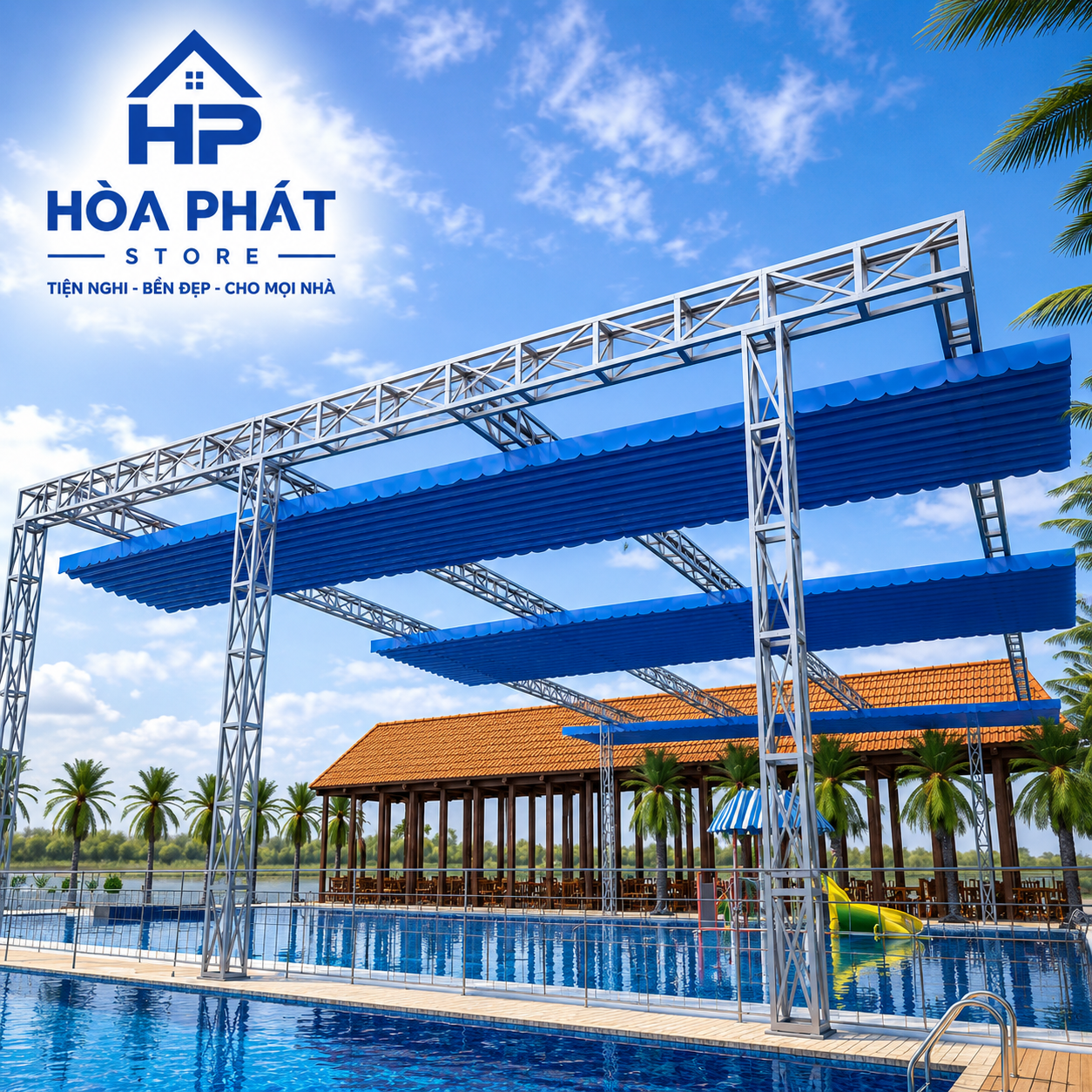bạt mái che bể bơi