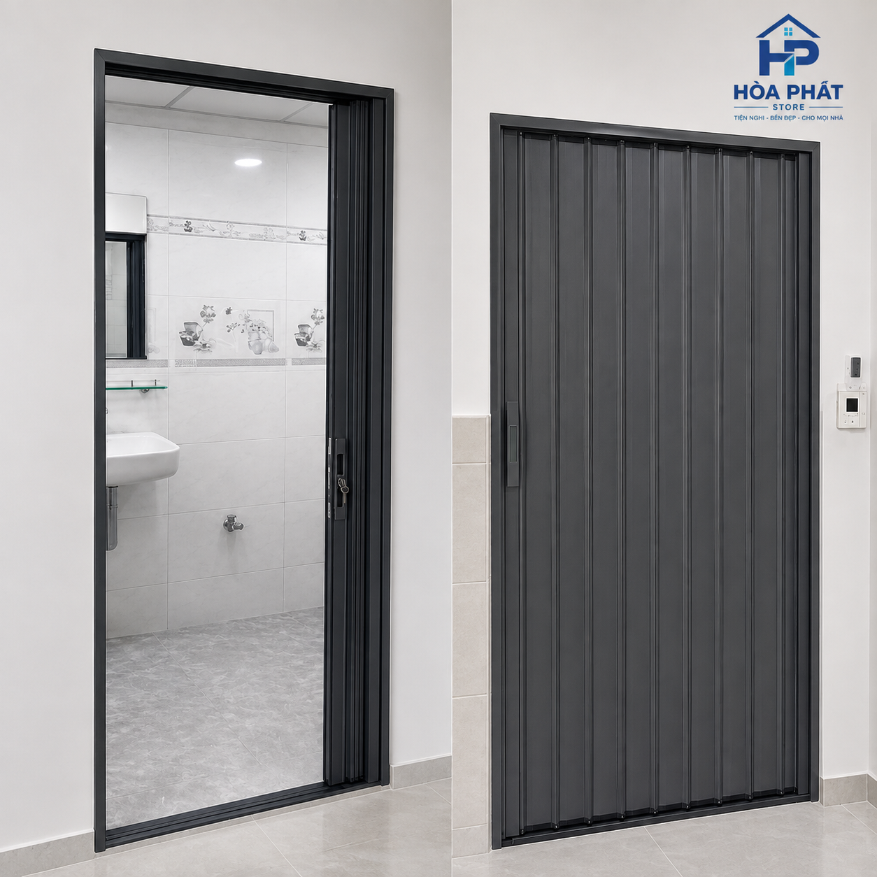 Cửa Xếp Lá Nhôm Ngăn Phòng Vệ Sinh