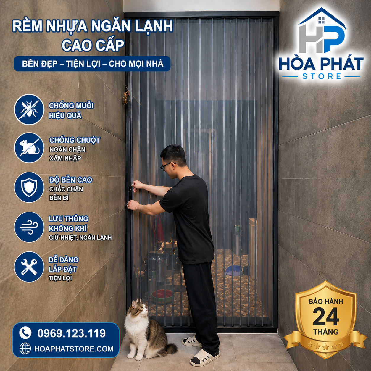 Cửa Xếp Lá Nhôm – Chống Muỗi, Ngăn Chuột, Chó, Mèo